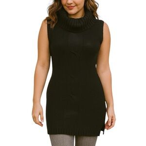 Vintage Herloom Collectables Medium Black Mini Sweater Dress Tunic Ramie 90s